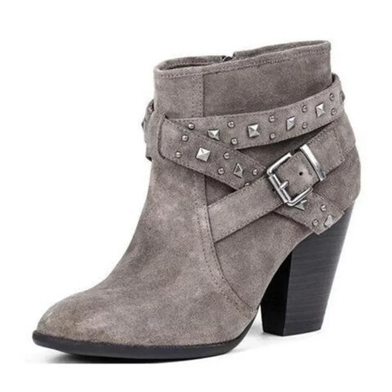 Autumn Winter Women Boots zipper rivet suede women winter boots cotton ankle women\'s shoes Round Toe Shoes 2024