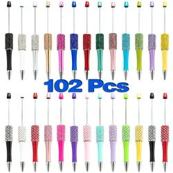 102Pcs Diamond Bead Pen Wholesale Creative DIY Handmade Sticker Set Diamond Beaded Ballpoint Pens