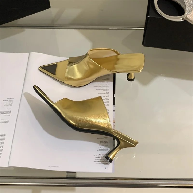 Eilyken nowy letni szpiczasty palec u nogi klapki kobiety cienkie niskie obcasy bankietowe na imprezę bal damski buty designerskie Zapatos Mujer