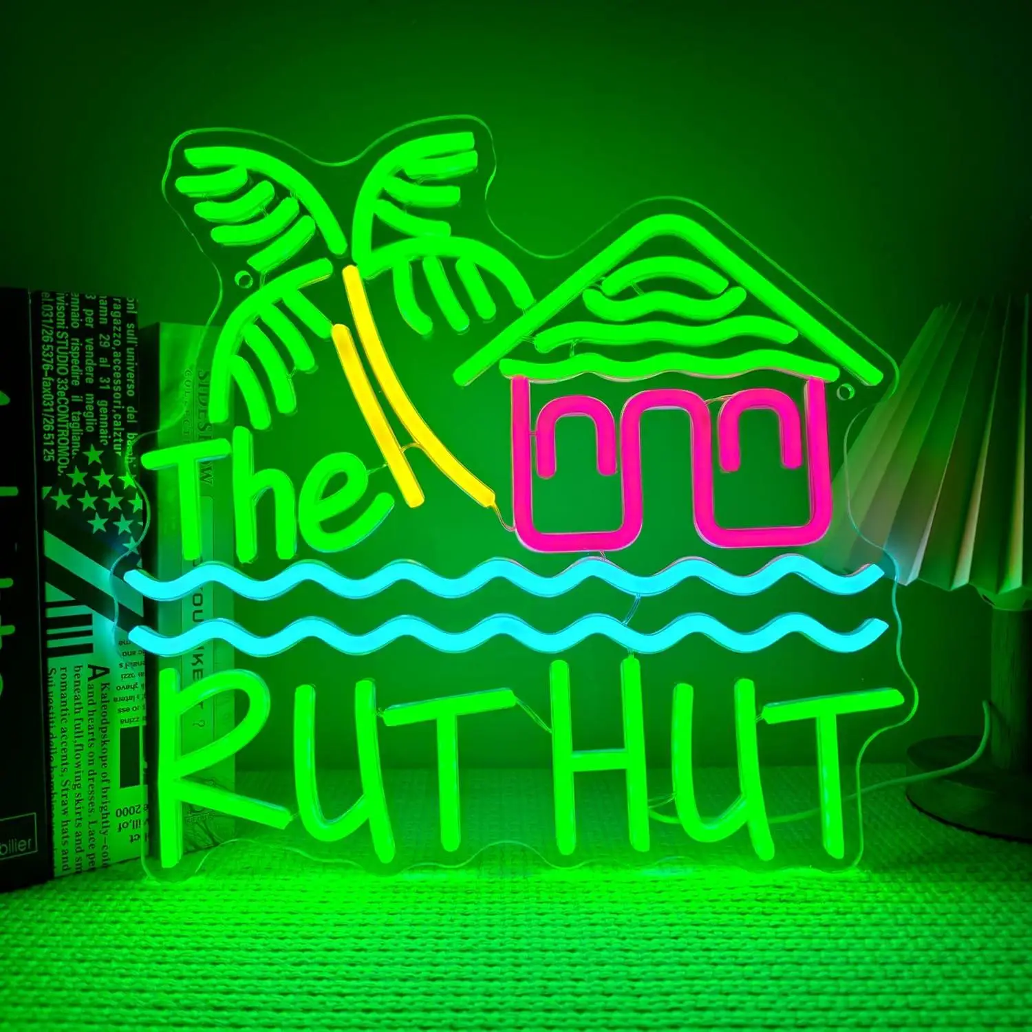 

Tropical Hut Neon Sign USB Dimmable LED Light with Beach Theme for Bar Patio Man Cave Dorm Bedroom Game Room Decor Special Gifts