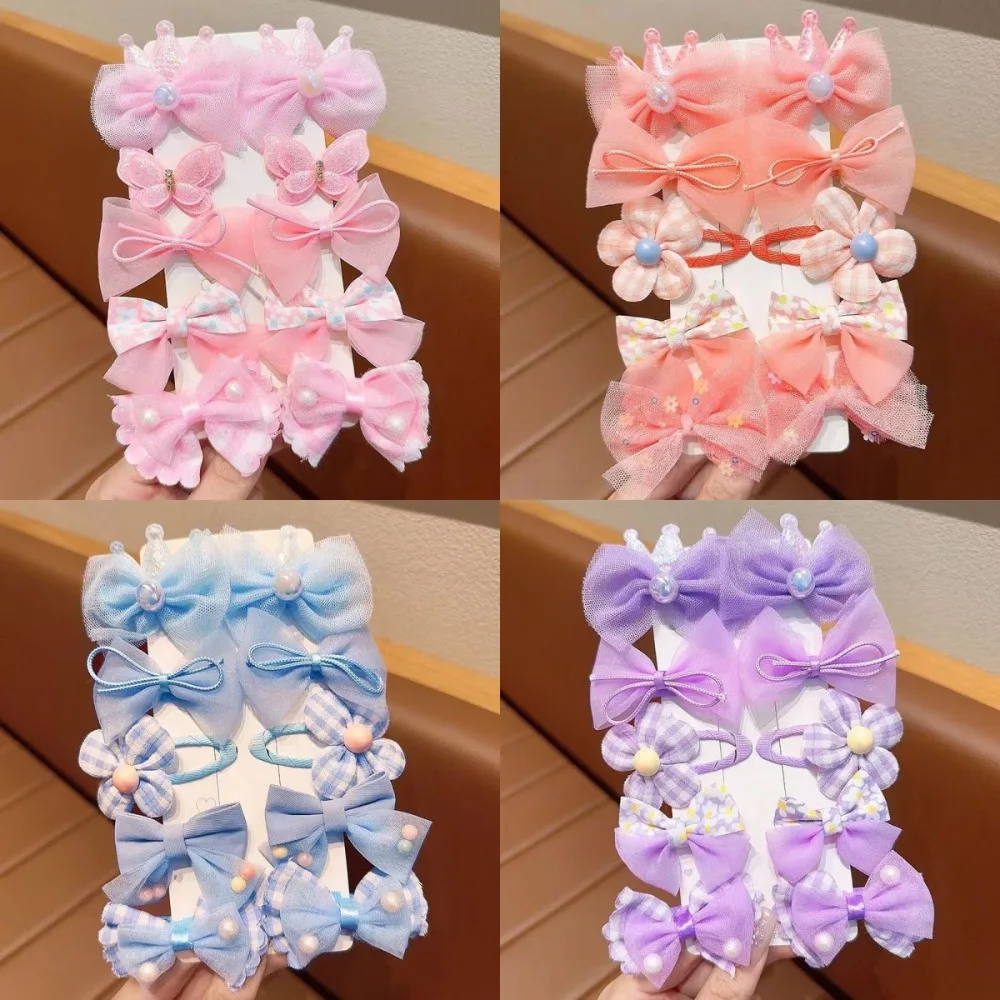 10Pcs/Set Cute Bows Baby Hairclips Lace Flower Children Girls Hairpins Hairdresses Baby BB Clip Gifts view 2