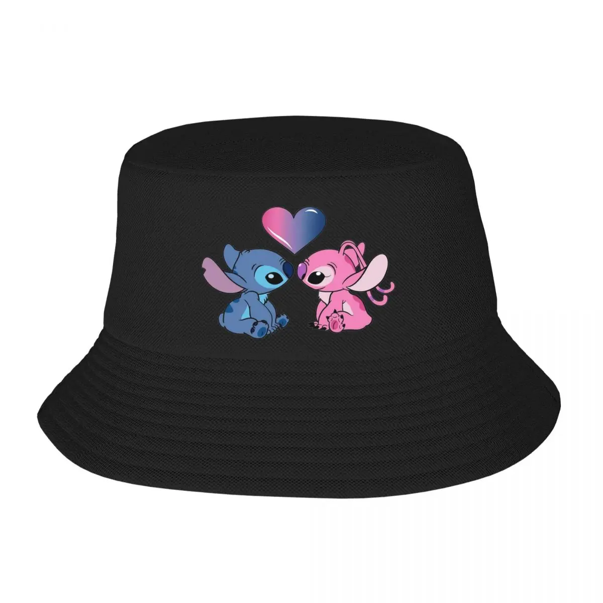 Girls Cute Bucket Hat Stitch And Angel Heart Outfits Bob Hats For Beach Headwear Lightweight