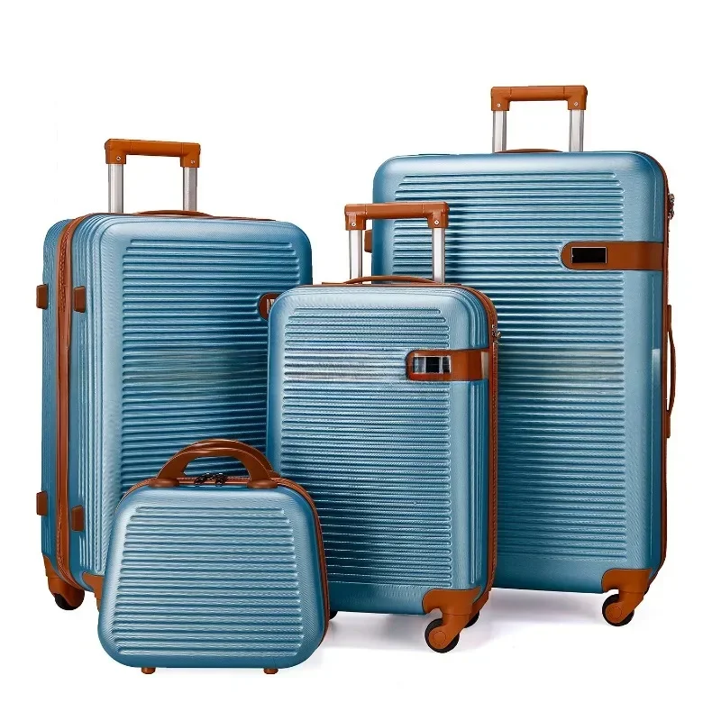Valise à roulettes universelle en ABS, 4 pièces, 13 + 20 + 24 + 28 pouces, VPN, fermeture éclair résistante à la pression, valise à roulettes