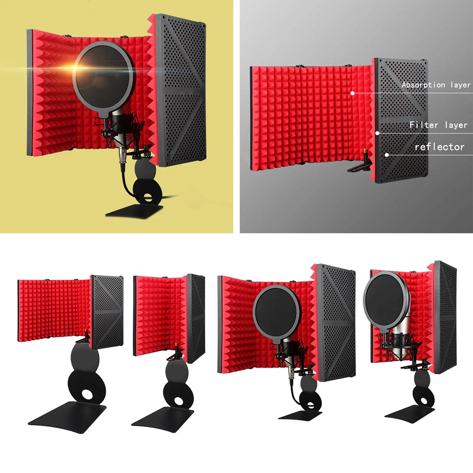 Professional Isolation with Stand 5/3 Panel Foam for Recording Home