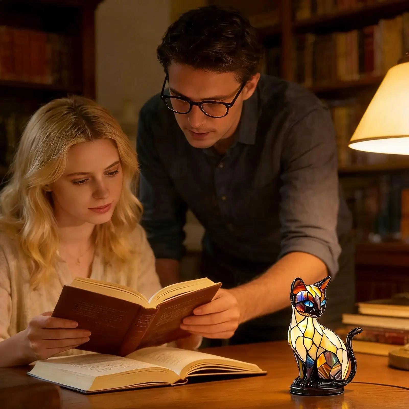 

Светильник-кошка из смолы, светодиодный, винтажный, 3D-декор, ночник для стола, каминной полки, рождественского декора, детской, спальни, гостиной, дома