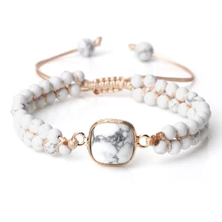 4mm Mini Natural White Howlite Stone Bracelets For Women Men Natural Stone Beads Yoga Healing Bracelets Handmade Charm Jewelry