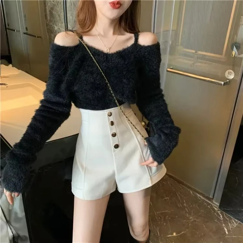 Wide Black Short Pants For Woman To Wear White High Waist Women's Shorts Summer Cheap Hot Streetwear Aesthetic Fashion
