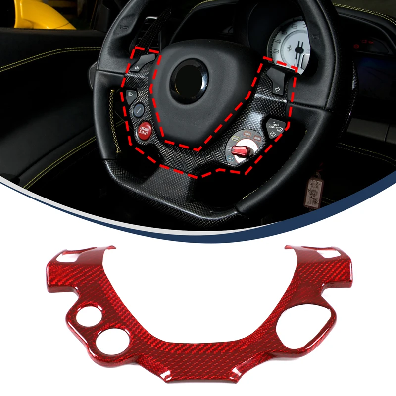 For Ferrari 458 2011-2016 Car Steering Wheel Button Decorative Frame True Carbon Fiber Automotive Modification Accessories