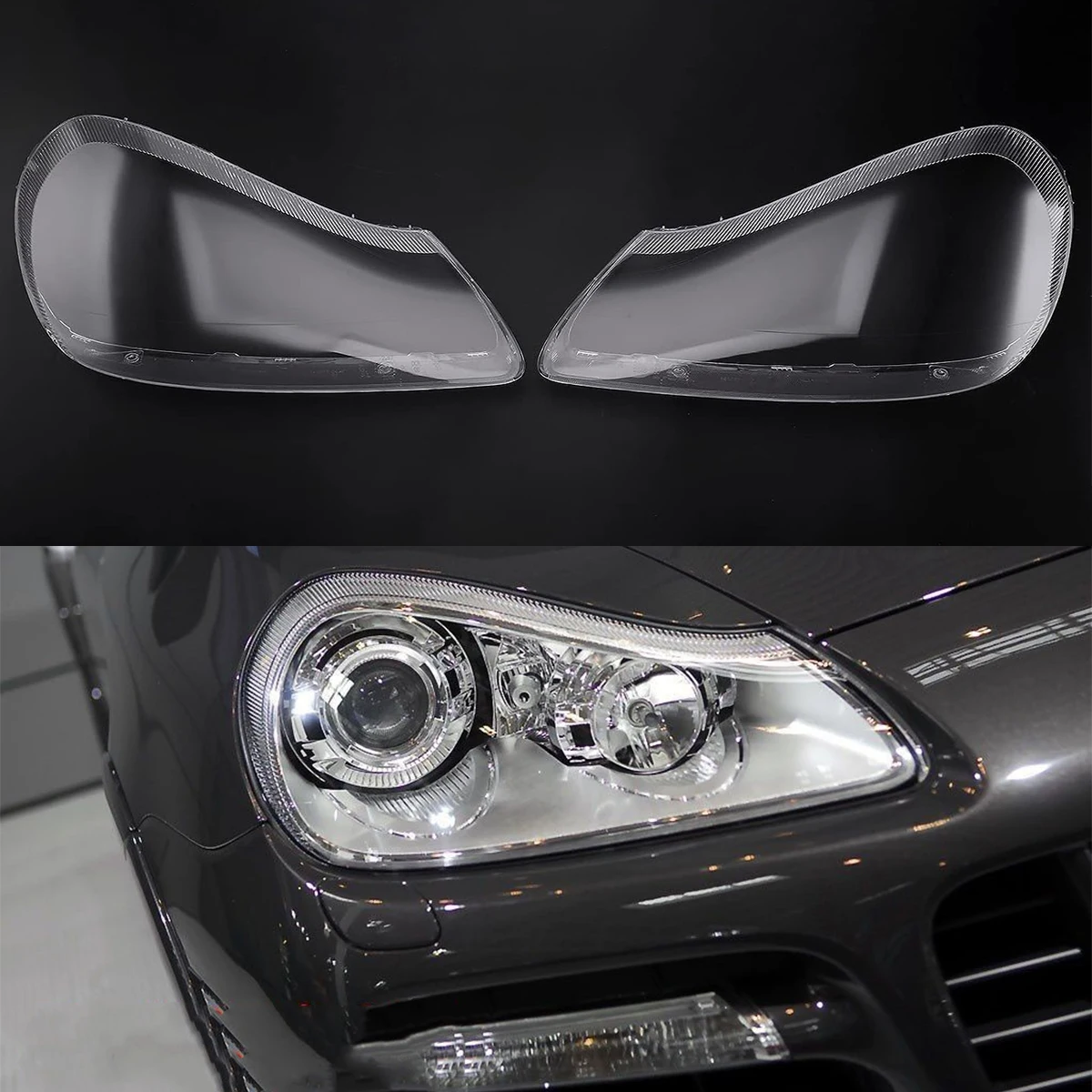 Osłona przedniego reflektora do Porsche Cayenne 2007 2008 2009 2010 Lewy + prawy przezroczysty klosz reflektora przezroczysty klosz