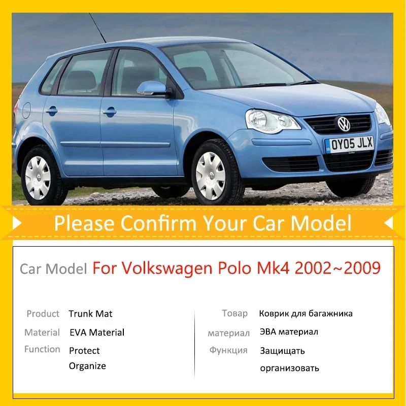سيارة التمهيد البضائع الوسادة ل Volkswagen VW Polo Vivo Mk4 9N 6Q 9N3 2002 ~ 2009 مقاوم للماء الخلفي الجذع حصيرة سجادة أرضيات اكسسوارات السيارات
