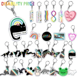 Disability Pride Neurodivergent Key Chain Keychains Ring for Accessories Bag Pendant Keyring Jewelry Autism Friends Gifts