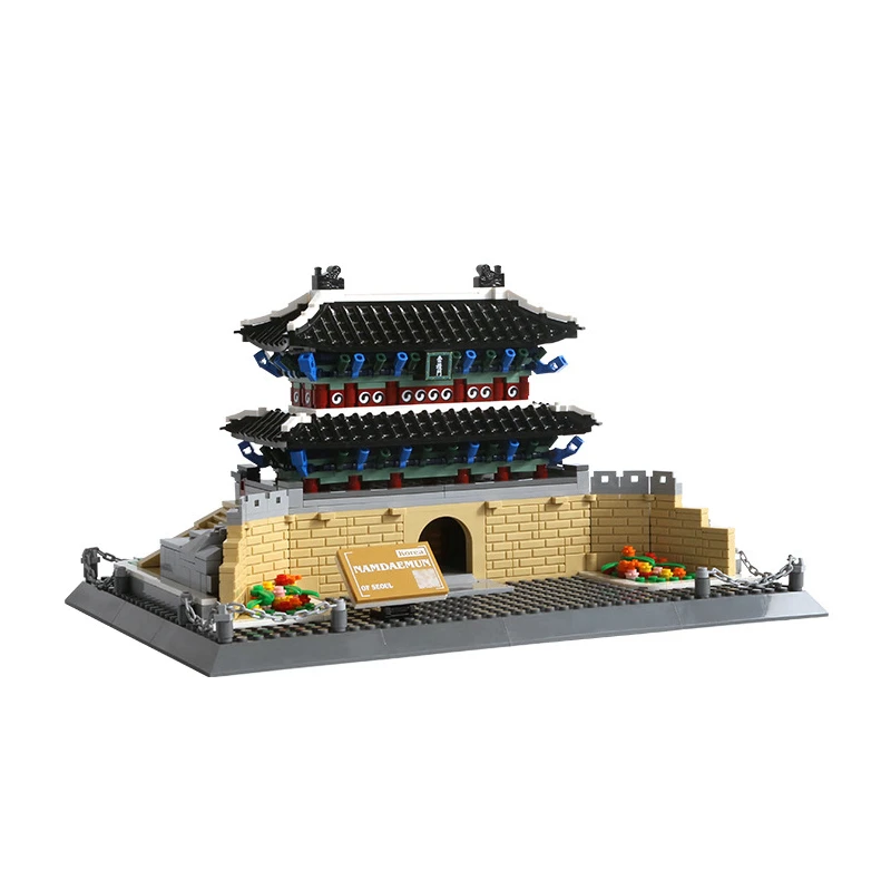 Architecture The Chongli Gate,Seoul South Korea Namdaemun Landmark Building Blocks Set Bricks Assembled Toys Gifts Collection