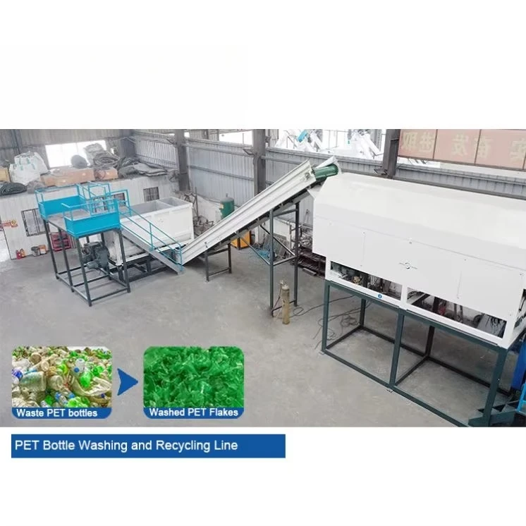 Polytime Automatic Waste Plastic Recycling Washing Machine with Bale Opener Dewatering PET Flakes Processing 3000kg/h Customized