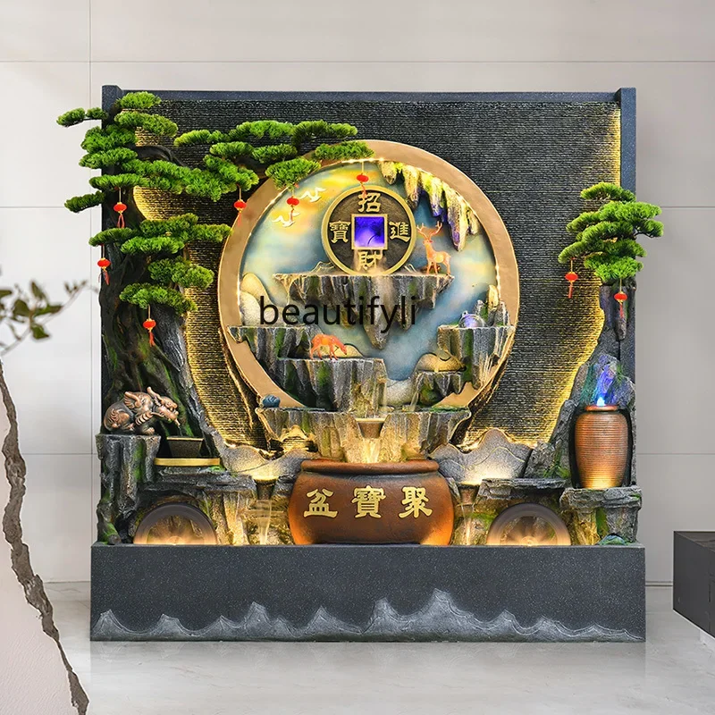 

A57 Water curtain wall fountain landscape flowing water ornament circulating water office decoration housewarming opening gift