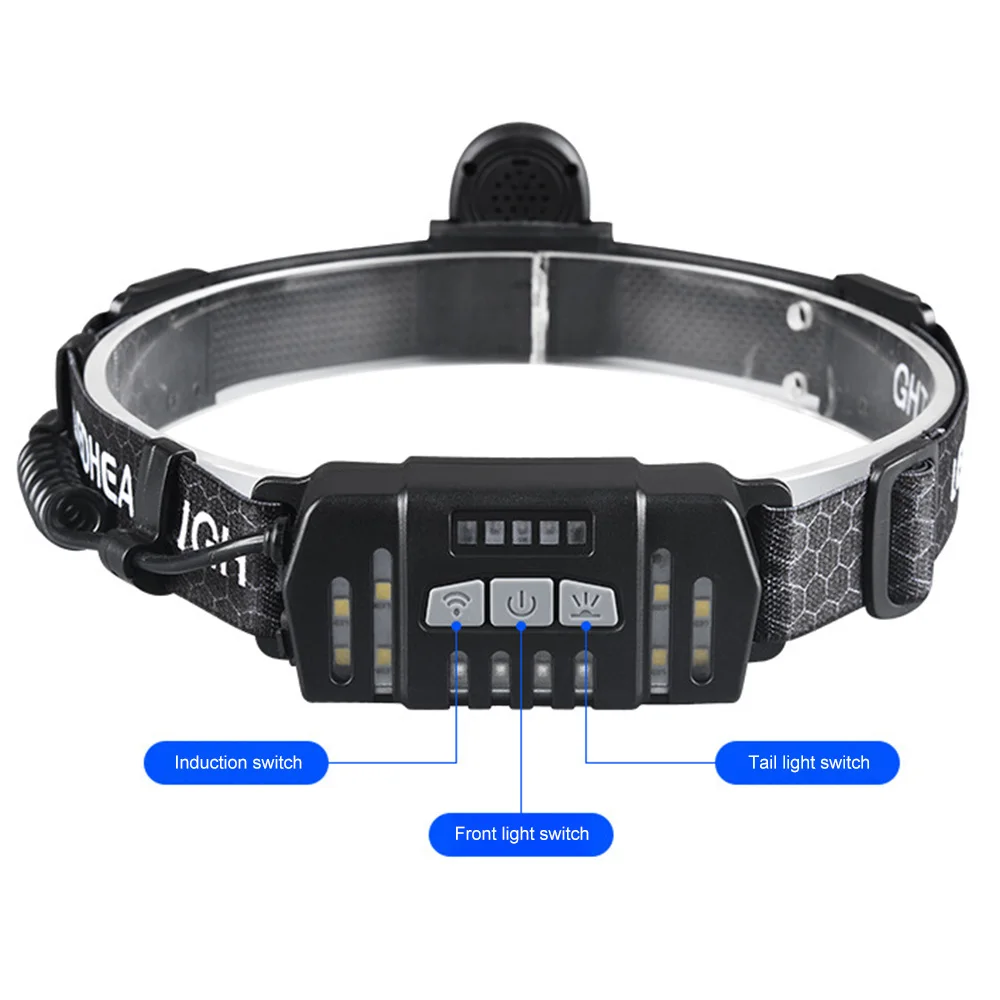 LED Headlamp Sensor Headlight With Built-in Battery Head Flashlight USB Rechargeable Work Light Head Lamp Super Bright Torch