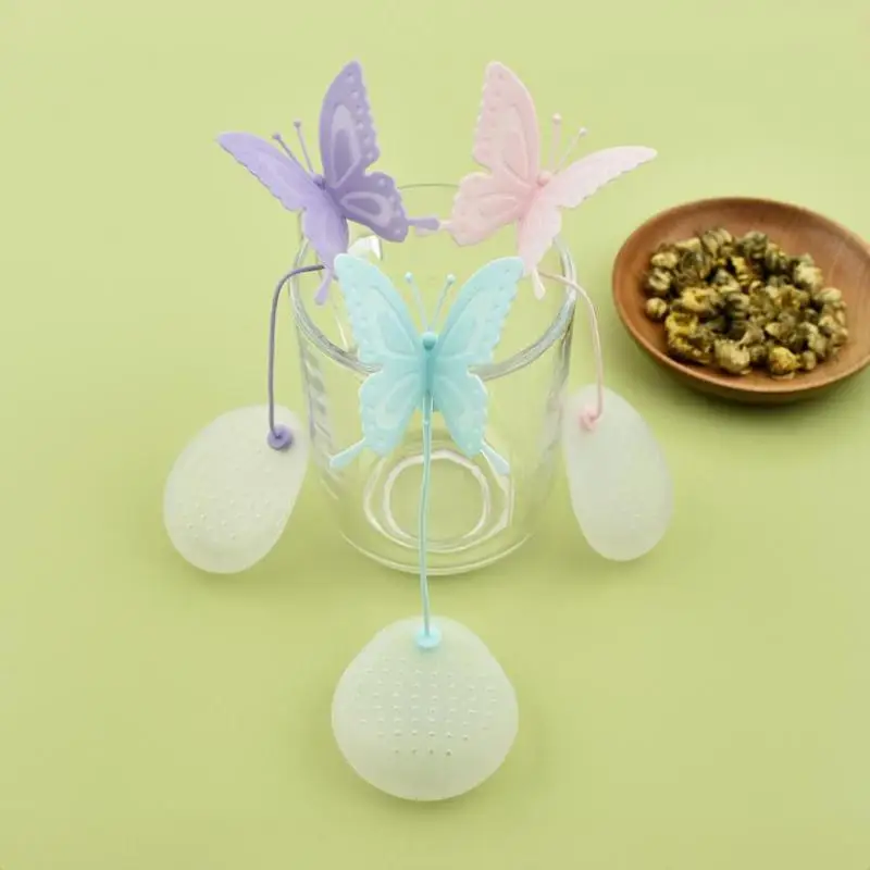 New 1/3Pcs Butterfly Shape Tea Infuser Silicone Tea Strainer Loose Leaf Tea Filter Reusable Tea Maker For Home Office Tea Making