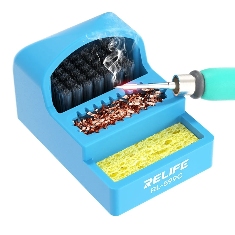 Relife Mini 3 in 1 Solder Iron Refresher with Cooper Wire Steel Brush Sponge Soldering Tip Cleaner Tool