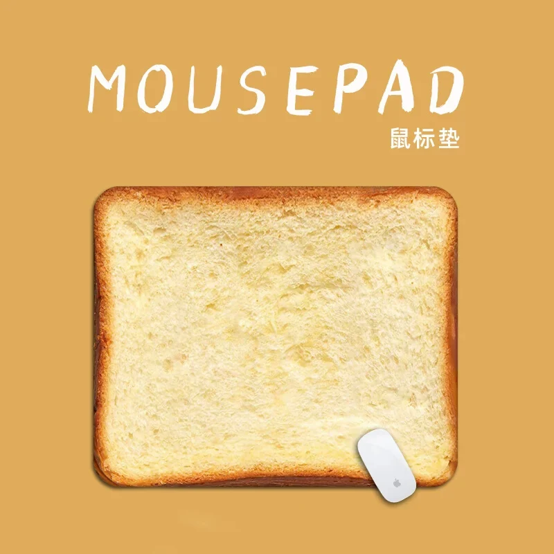 Kawaii Small Cute Toast Bread Funny Extra Thick Mouse Pad Non-Slip Rubber Stitched Desk Mat Cute Gift for PC Laptop Student