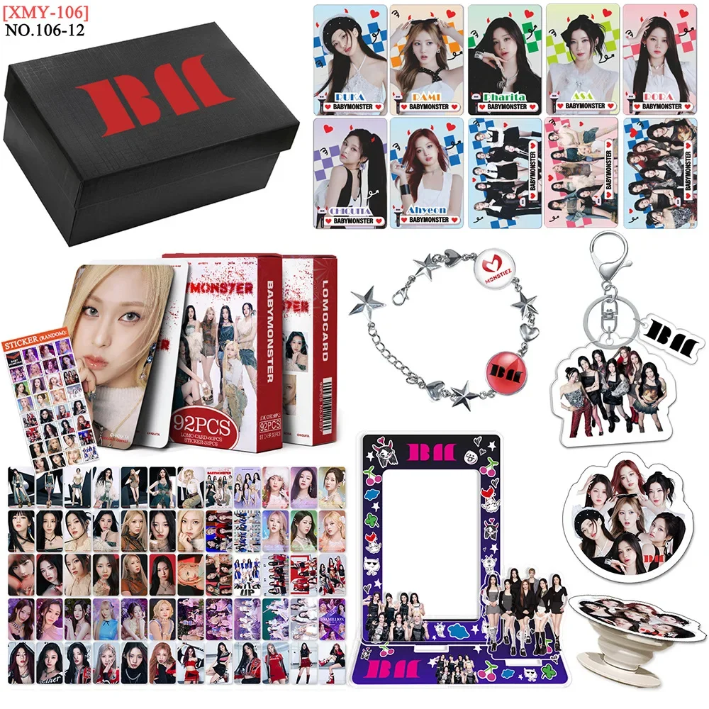 Kpop Idol BABYMONSTER BINI GIDLE ZB1 Gift Box Set Lomo Cards Photocards Card Holder Keychains Acrylic Stand Bracelet Fans Gifts