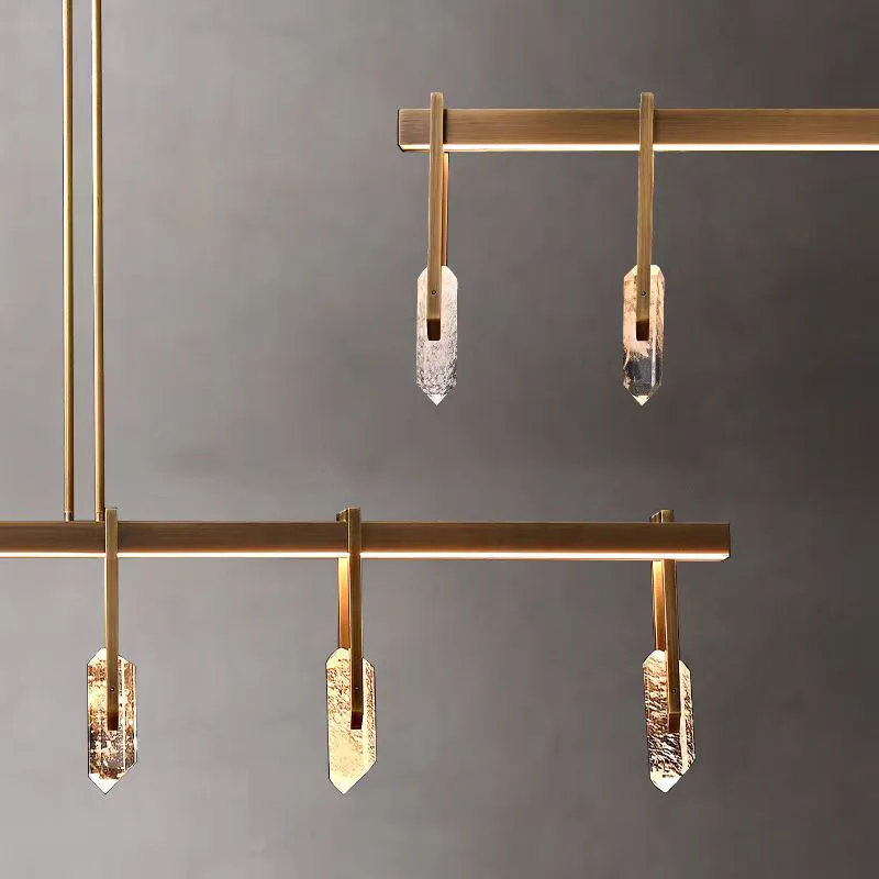 Copper Pendant Light Vintage Modern LED Luxury Crystal Lustre Hanging Lamparas Decorative Suspend Lighting Fixture for Bar