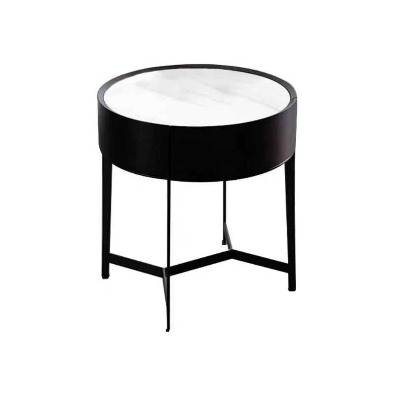 

Round cabinet Italian minimalist round bedside table solid wood simple Nordic style bedroom designer
