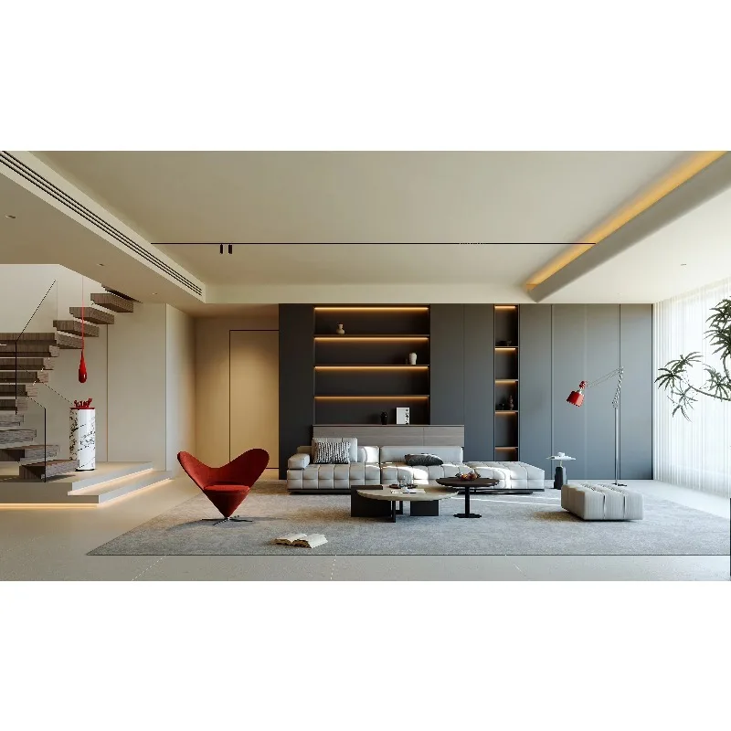 Modern Solid Wood Whole House Custom Furniture, Open Multi-Zone Design with Smart Storage for Living and Dining Room