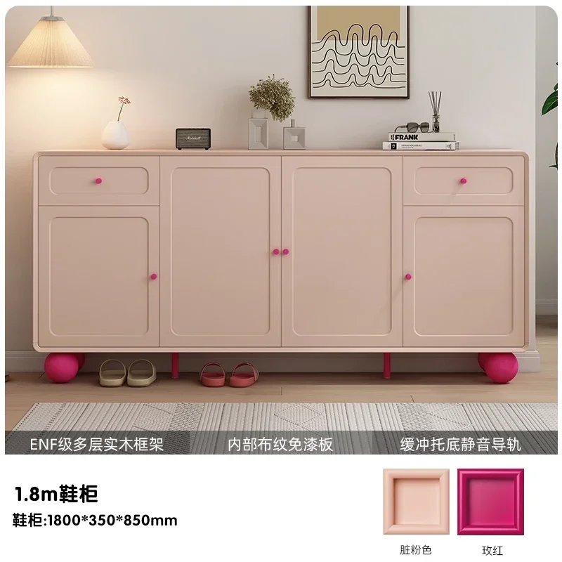 Simple-tone French cream-style shoe cabinet, the new model will be popular in 2025, and the extremely narrow model at the door o