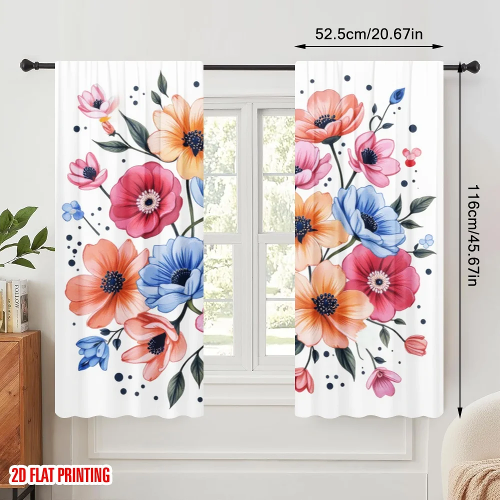 2pcs,2D plane printing Contemporary Curtains Floral Symphony Versatile 100% Polyester (without rod) Room Decor for Bedroom