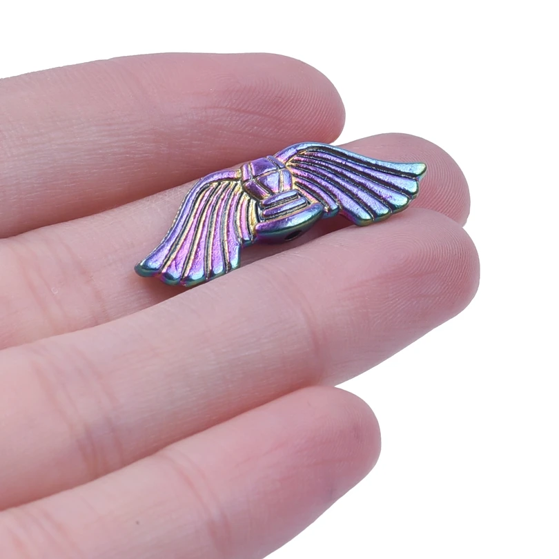 10-30Pcs/Lot Rainbow Retro Angel Wings Spacer Beads Pendant Charms For Jewelry Making DIY Keychain Pendant Accessories Wholesale