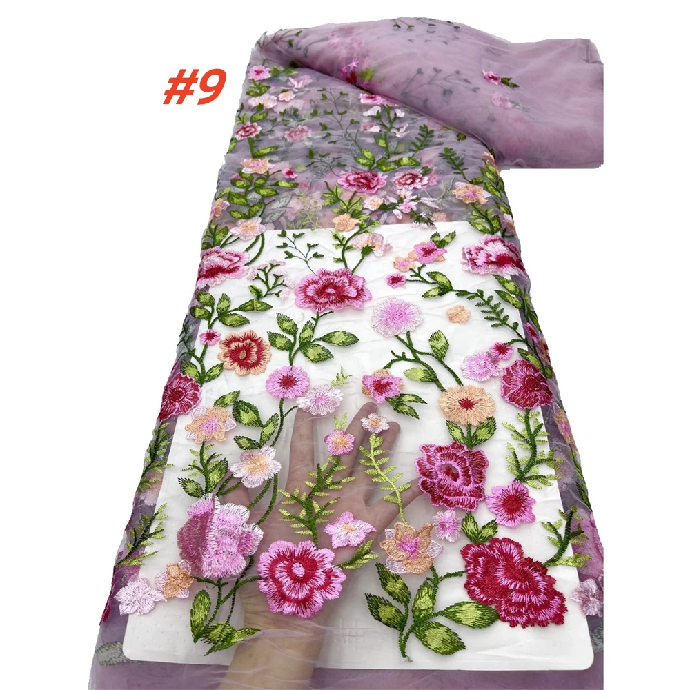 الجملة الفرنسية الفاخرة شبكة نسيج دانتيل مطرز 2025 جودة عالية النيجيري الأفريقي زهرة تول صافي الدانتيل لفساتين النساء