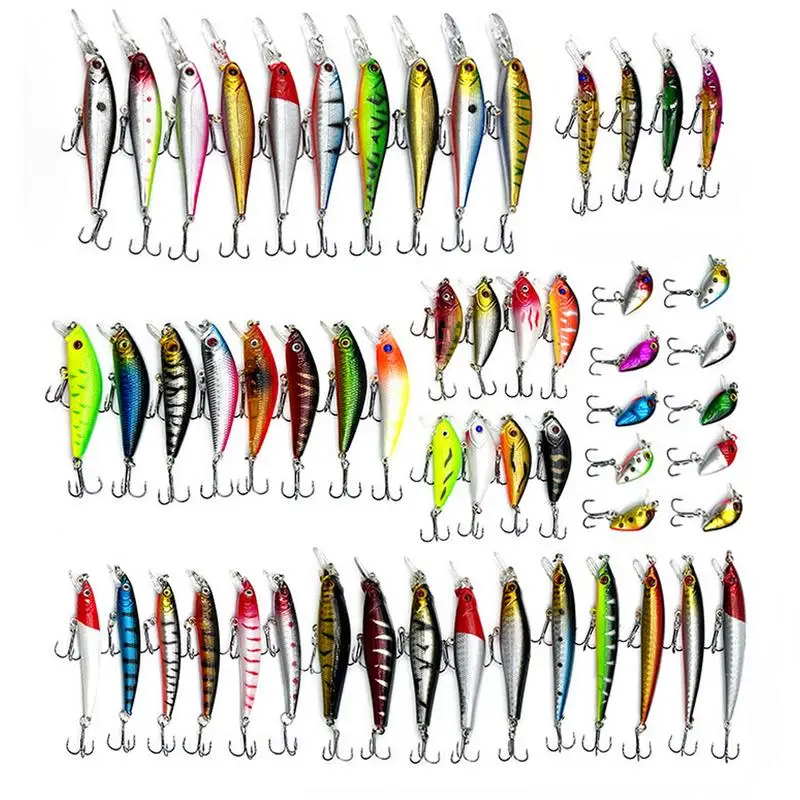 

Fishing Bait Kit 56pcs Fishing Gear Lures Kit Realistic Fishing Lures Set For Saltwater Trout Bluegill Bass Pike Freshwater