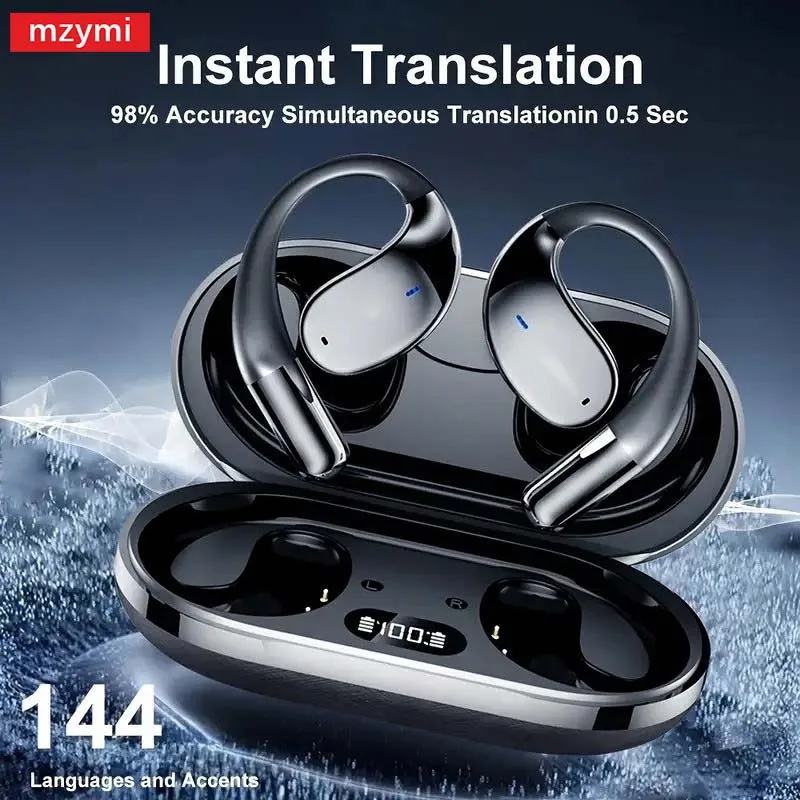 

mzymi Ear Hook Earbud Wireless Instant Translation Bluetooth5.4 Earphone Q39 Noise Canceling Headphone long battery life Headset