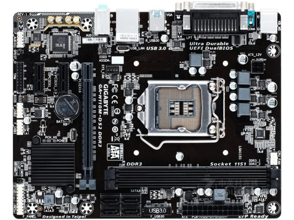 New GIGABYTE GA-H110M-DS2 DDR3 Motherboard H110 LGA 1151 i3 i5 i7 DDR3 32G