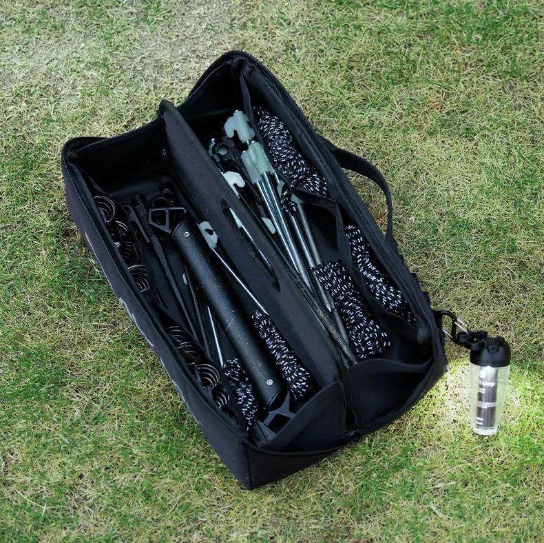 حقيبة تخزين معدات التخييم شديدة التحمل ومقاومة للماء، ومقبض حمل قابل للطي مع حزام مولي لتنظيم التروس الخارجية #3