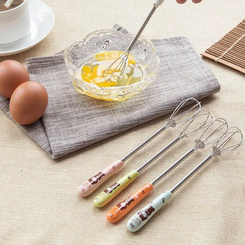 Whisking Cream Butter Ceramic Handle Egg Beaters Manual Stainless Steel Beaten Eggs Kitchen Tools Milk Stirrer Baking supplies