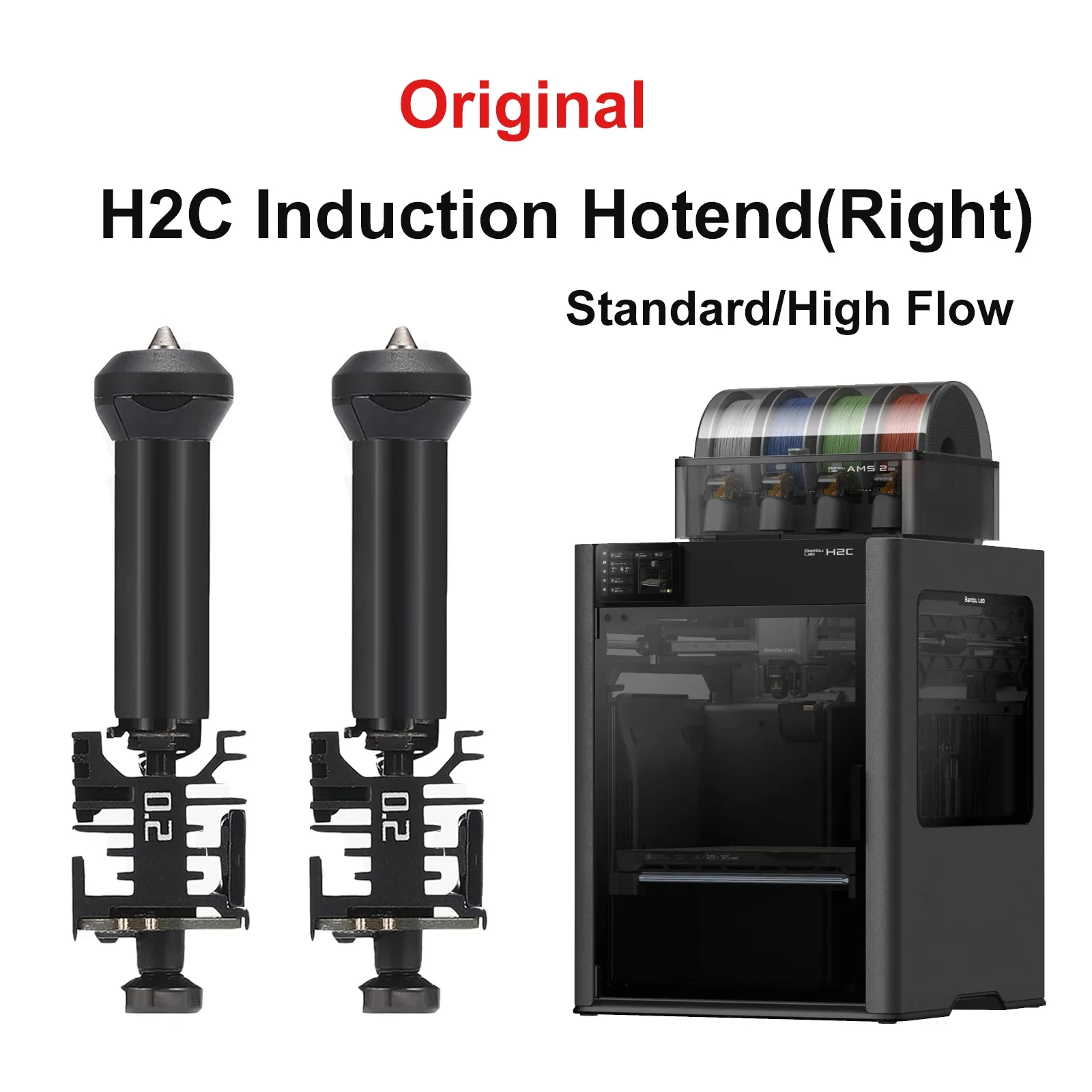 Original H2C Induction Hotend Right Standard Flow High Flow Bambulab H2C Hotend 0.2/0.4/0.6/0.8mm 3D Printer H2C Accessories