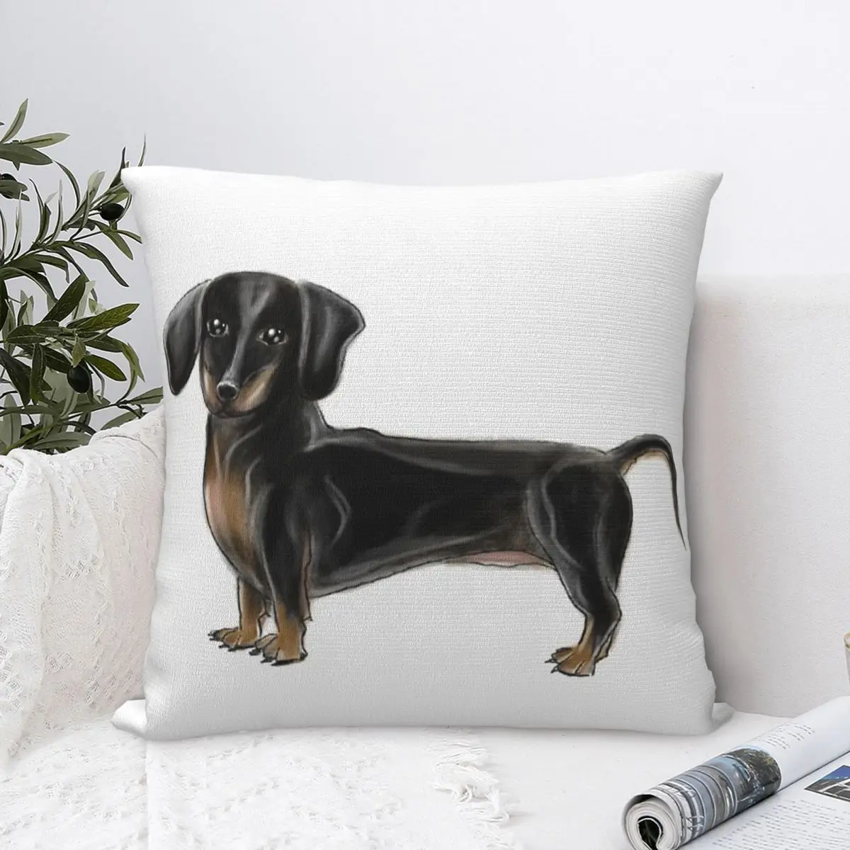 Dachshund Dog Pupy Pillow Case Wiener Sausage Doxie Cushion Cover Fashion Zippered Decorative Pillowcover for Home 40*40cm