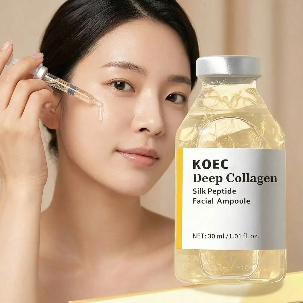Deep Collagen Silk Peptide Facial Ampoule, Collagen Silk Peptide Facial Ampoule Serum, Dual Pentapeptide Hexapeptide Gentle Skin Essence, Improves Rough Dull Skin Texture, Practical Ladies Beauty Gift