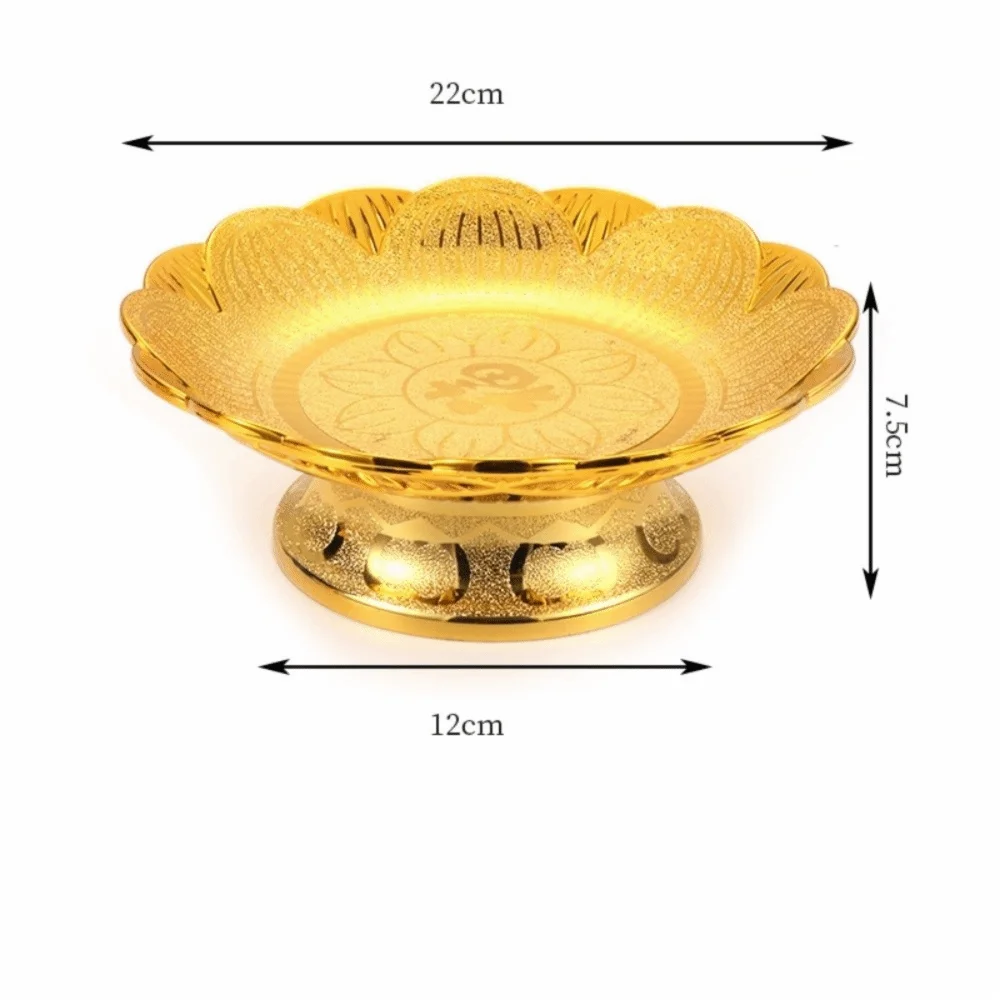 New Vintage Golden Lotus Tray Household Ornament Offering Plate Classic Decorative Fruit Tray Temple Worship