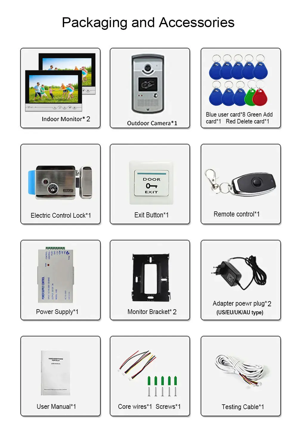 Imagem -05 - Tuya-sistema de Controle de Acesso Intercom sem Fio Polegada Color Tela Wifi Adicionar Cartão Indutivo Campainha App Inteligente