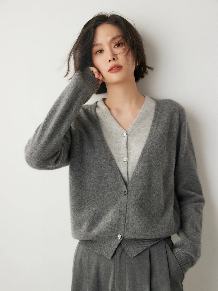 

Женский вязаный кардиган с V-образным вырезом, ретро-дизайн, пэчворк, длинный рукав, для повседневной носки, осенний модный вязаный свитер