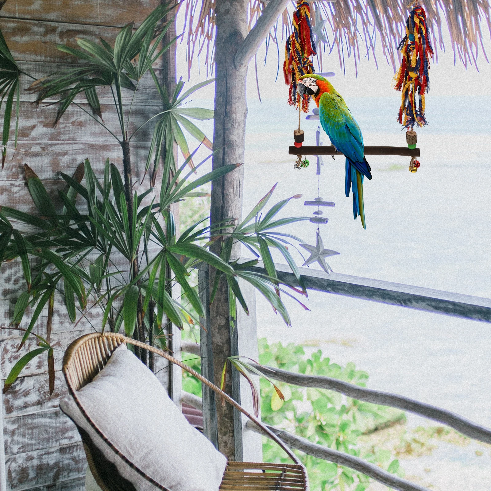 

Parrot Swing Toy Chicken Play Equipment Rooster Standing Swings Rope Outdoor Hens Bright Colors Non Fading Hooks Pet