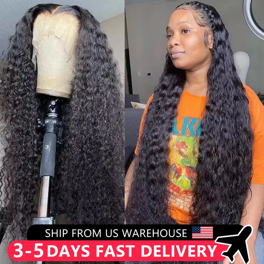 

30 32 34inch Curly 200 Density Deep Wave 13x6 Transparent HD Lace Front Human Hair Wigs 13x4 Lace Frontal Wig Lace Closure Wig