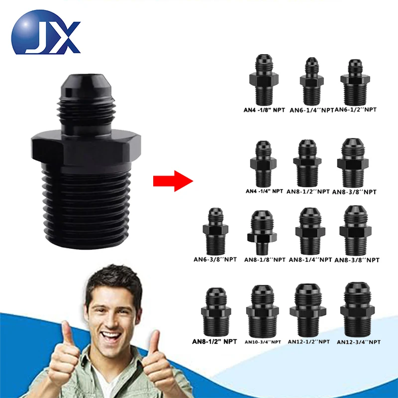 Aluminum Alloy AN4 AN6 AN8 AN10 AN12 to 1/8 1/4 3/8 1/2 3/4NPT Threaded Oil Pipe Adapter Radiator for Oil Cooler Joints