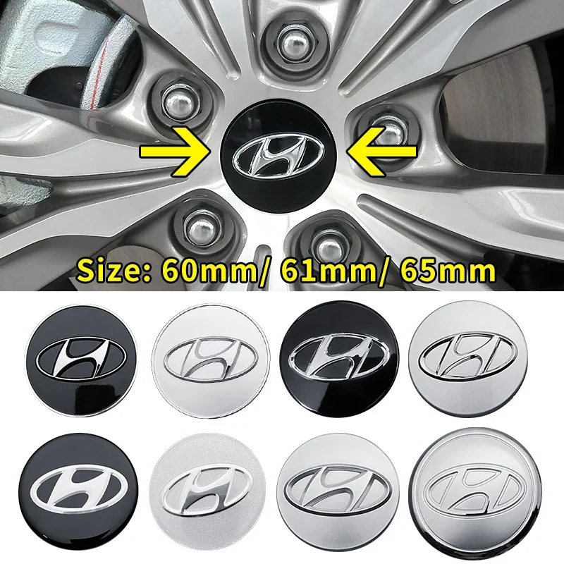 

4 шт., 60 мм, 61 мм, 65 мм, колпаки центральной ступицы колес автомобиля, эмблема, логотип для Hyundai Santa Sonata Solaris Azera Creta I30 Ix25 Tucson IX35