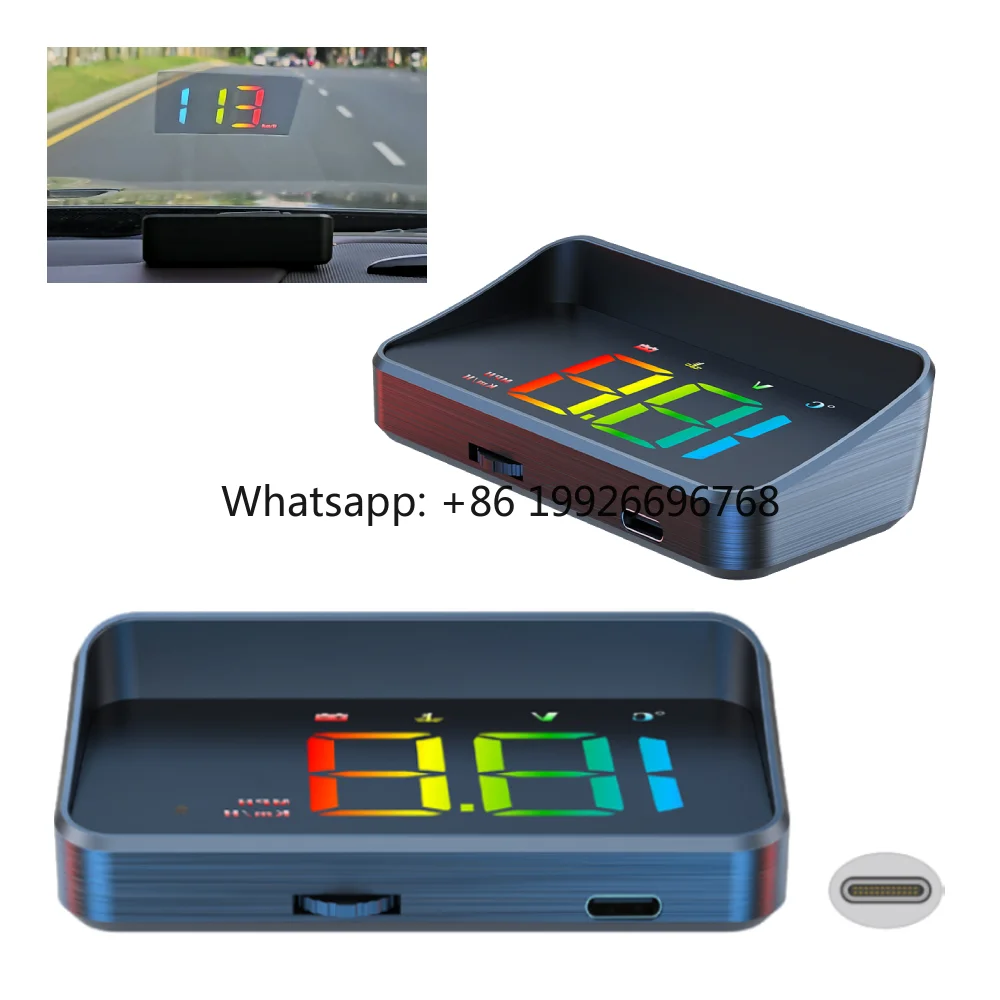 

Проекционный дисплей HUD для автомобиля 2025 года, тип M4, интерфейс Type-C, 2 режима, автоспидометр, сигнализация превышения скорости для легковых и грузовых автомобилей