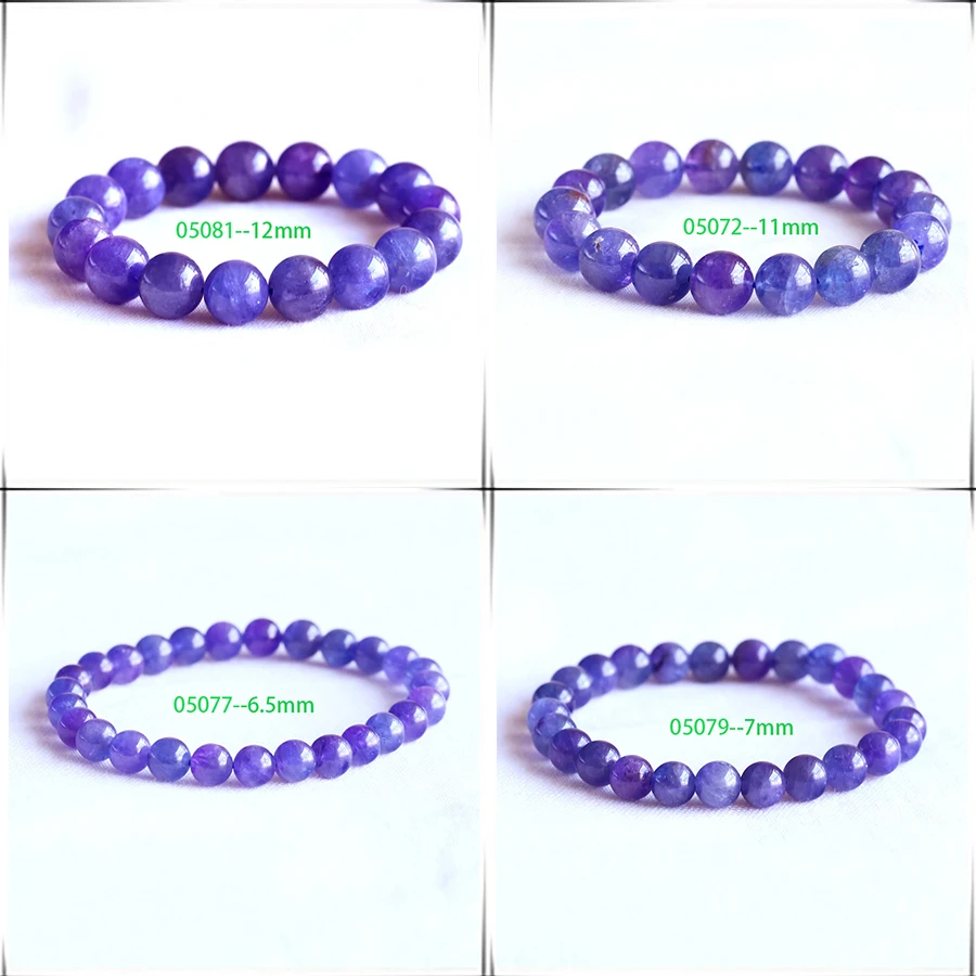 Veemake Natural Tanzanite Bracelet Round Beads Women Men Quartz Crystal Gemstone Jewelry Bracelets Bijoux Femme