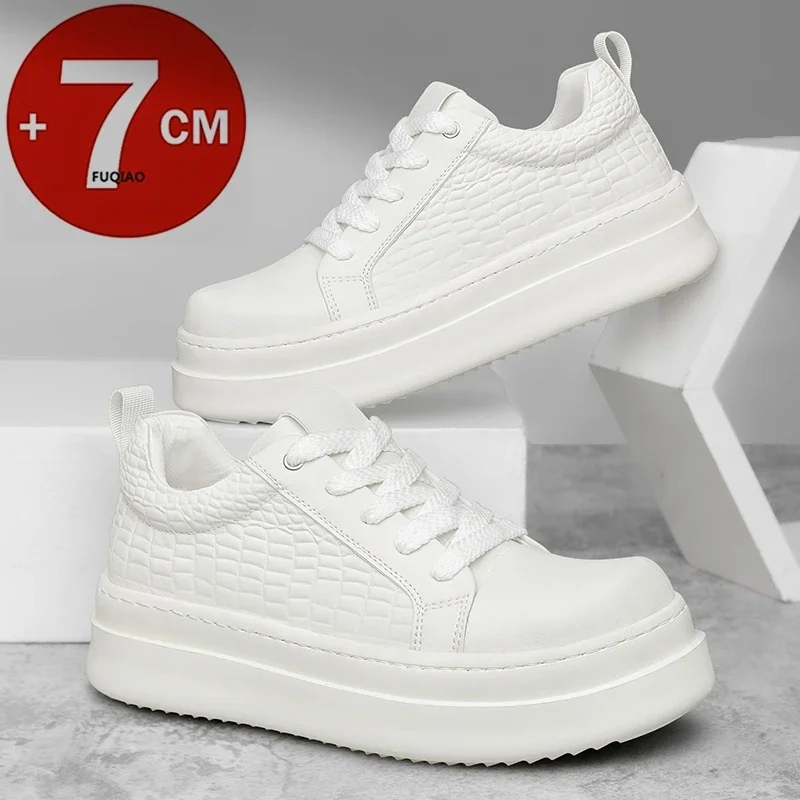 

Invisible 7CM Lift Heighten Soft Leather Casual Men Shoes Comfortable Anti Slip Wear Resistant Sports Elevator Sneakers For Men