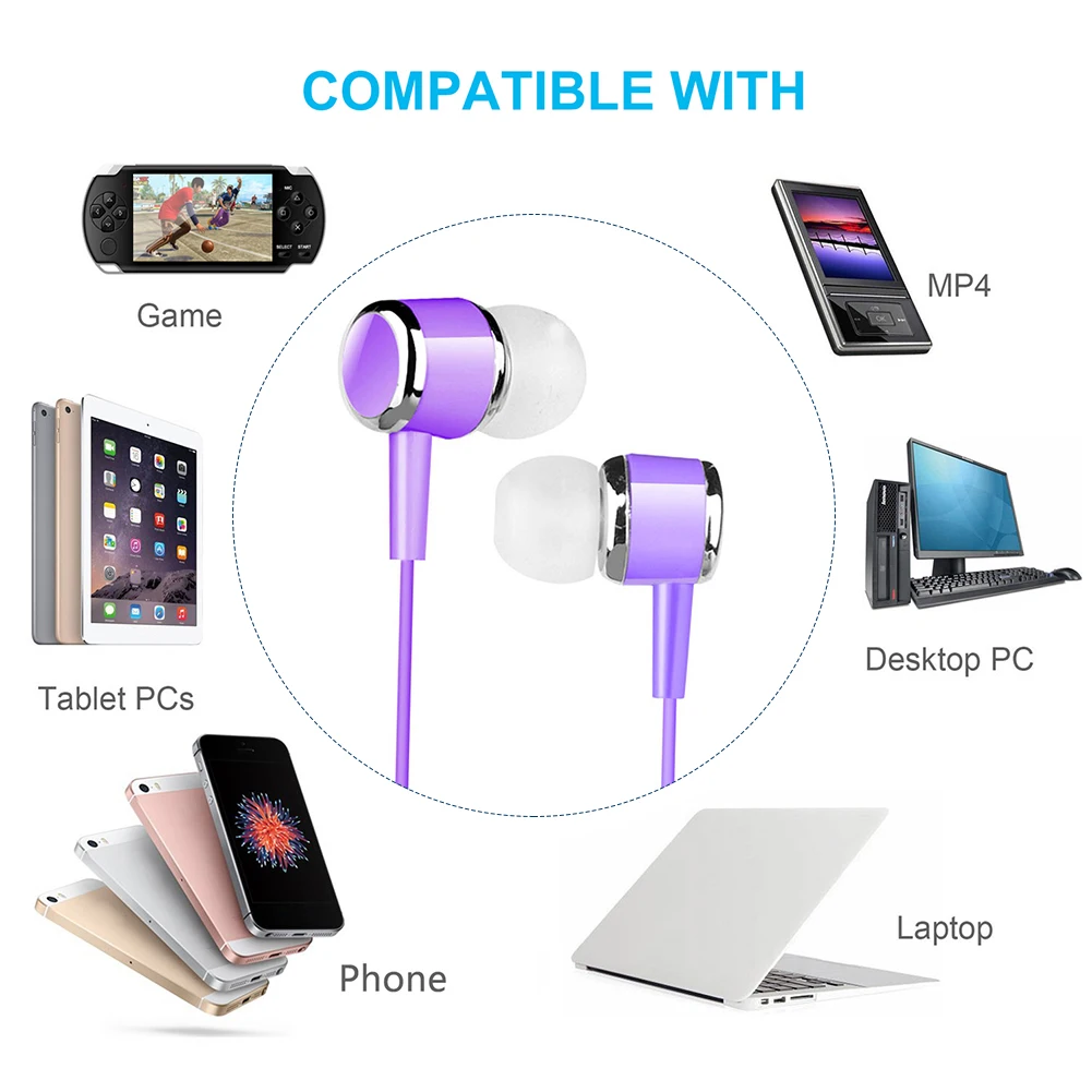 Universal 3.5mm Plug In-Ear Earbuds Wired Headsets Sports Earbuds Headset No Mic For Mobile Phone PC Laptop Computer MP3