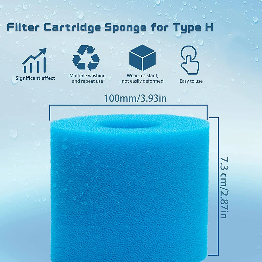 4 PCS Pool Filter Cartridge for Type H,Replacement Swimming Pool Filter Foam Sponge Filter Cartridges for Intex Type H